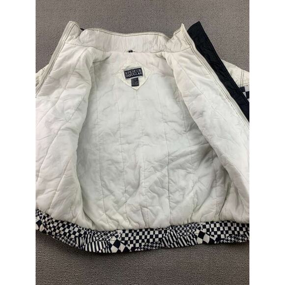 Vintage Spencer Douglas Ski Jacket S Quilted Snap Front Patchwork Print Black - Picture 3 of 11